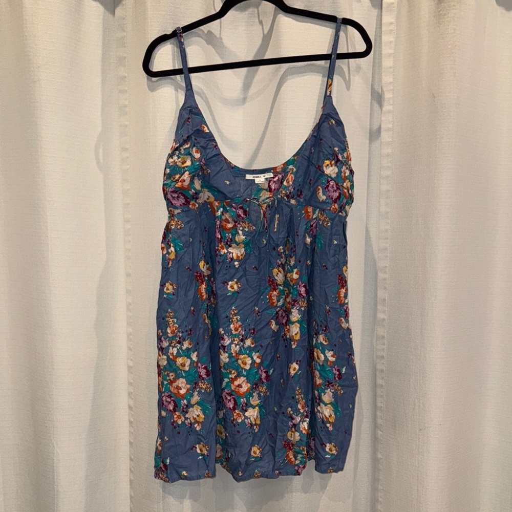 O'Neill Blue Floral Cover Up with Tie Front and Relaxed Fit Large NWT